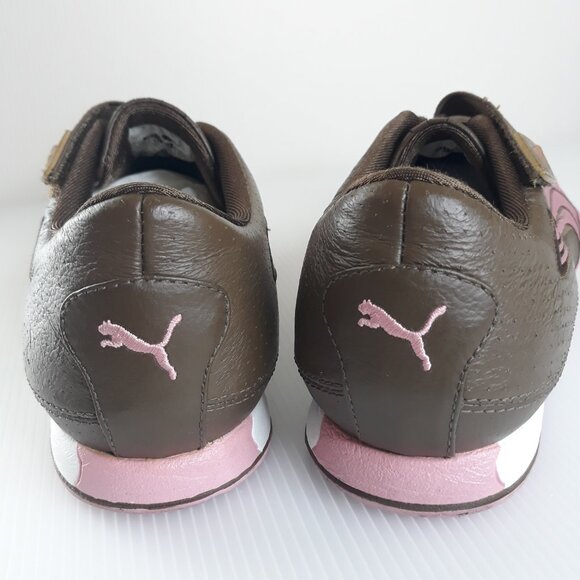 Puma Speedcat Chocolate Brown & Pink Leather Sneaker 10 Hook & Loop Closure - Picture 6 of 13